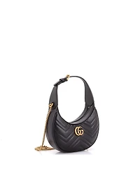 Pre-Owned Gucci Mini Gg Marmont Half Moon Hobo Matelasse Leather