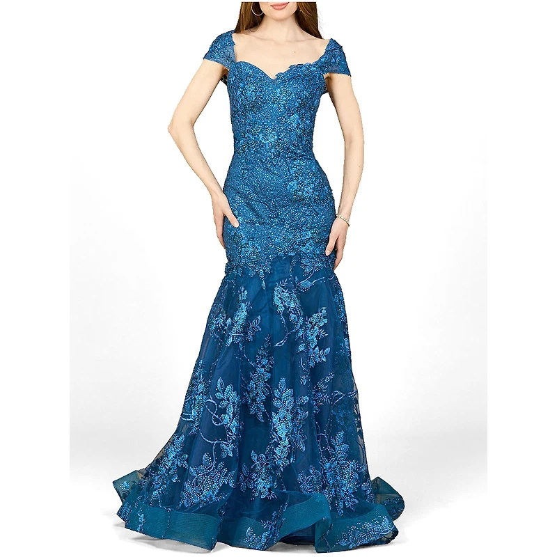 Women's Lara Cap Sleeve Mermaid Gown