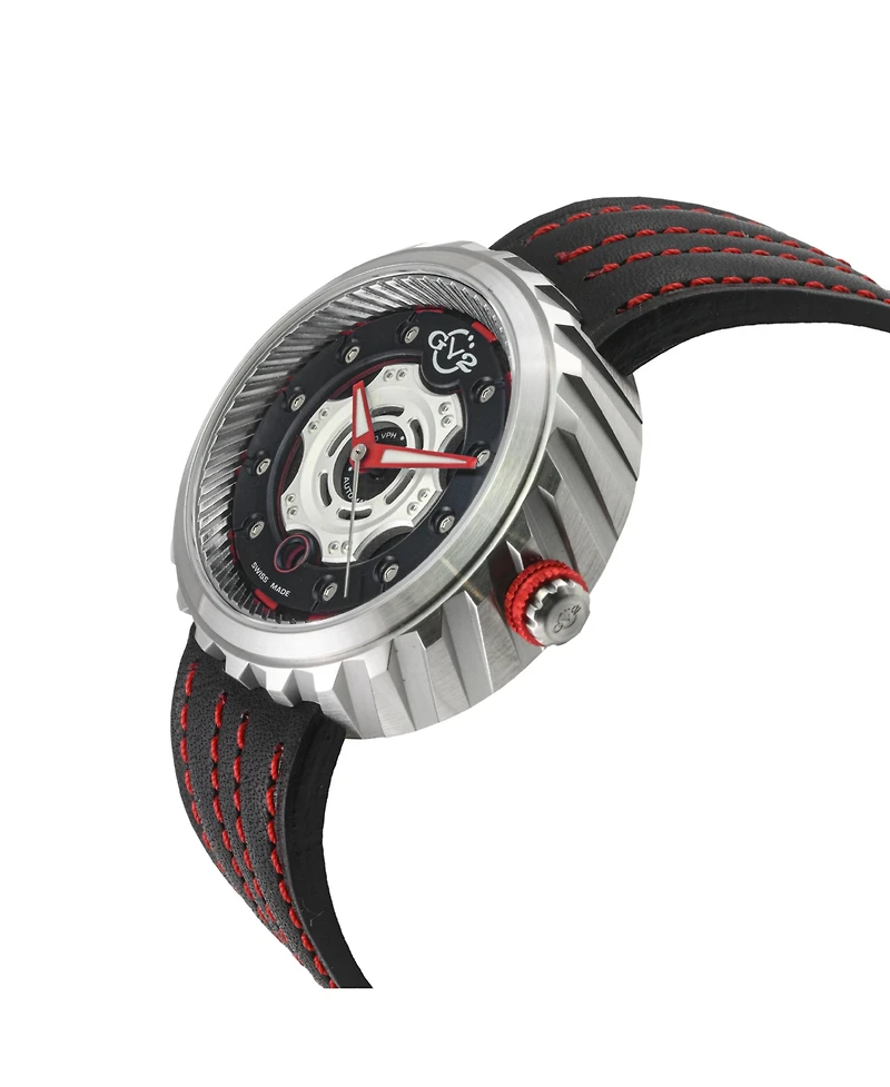 GV2 by Gevril Men's Motorcycle Swiss Automatic stitching Italian Leather Strap Watch