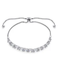 Bling Jewelry Cocktail Oval Cz Cubic Zirconia Tennis Bolo Bracelet .925 Sterling Silver Adjustable Slide