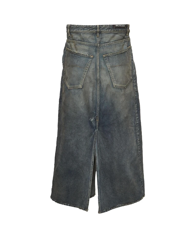 Pre-Owned Balenciaga Men's Denim Apron Skirt Docking Pants