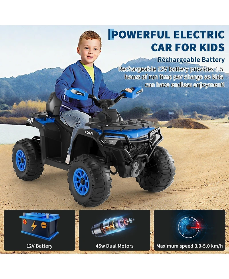 homfan Electric Kids Atv 4-Wheeler Ride-On Car for Ages 3-8