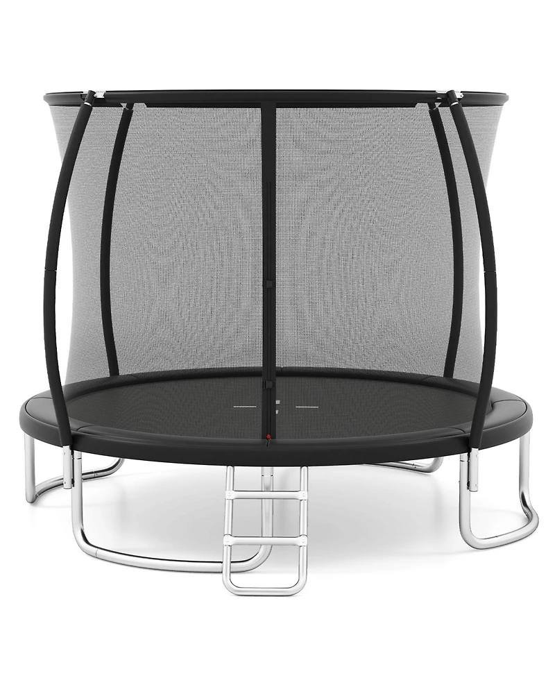 Gymax 10FT Outdoor Trampoline with Safety Enclosure Net Anti-Rust Galvanized Steel Frame