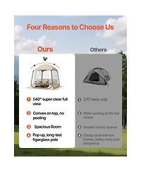 Vevor Pop up Sports Tent 72x72 in Outdoor Clear Bubble Tent Weather Proof Pod