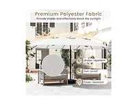 Clihome Double-Sided Twin Patio Umbrella with Crank and Base
