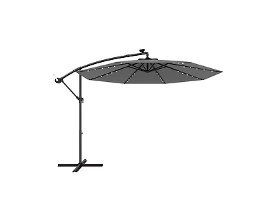 Clihome 10 Feet Solar Offset Hanging Umbrella with 40 Lamp Beads and Panel