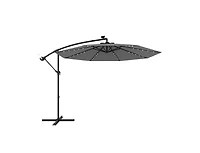 Clihome 10 Feet Solar Offset Hanging Umbrella with 40 Lamp Beads and Panel