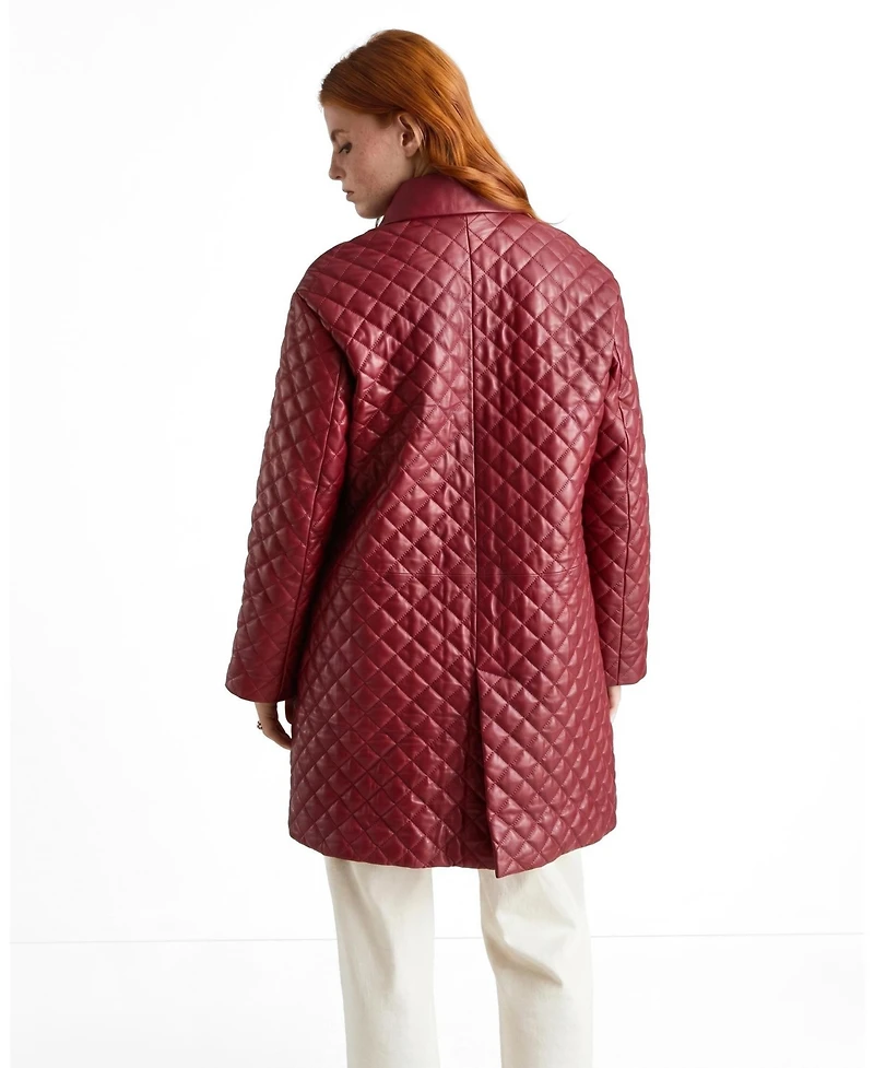 Furniq Uk Women's Quilted Leather Coat