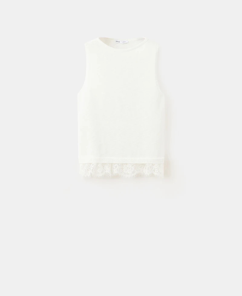 Mango Women's Lace Detail Knit Top