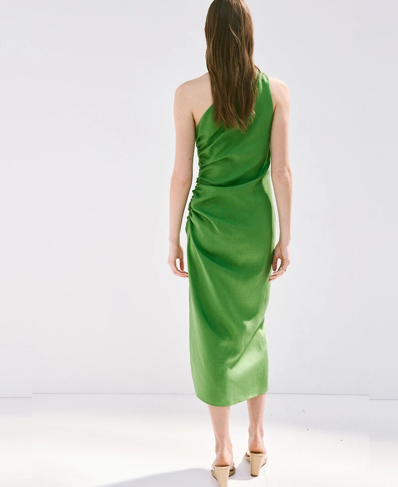 Mango Women's Asymmetrical Pleated Dress