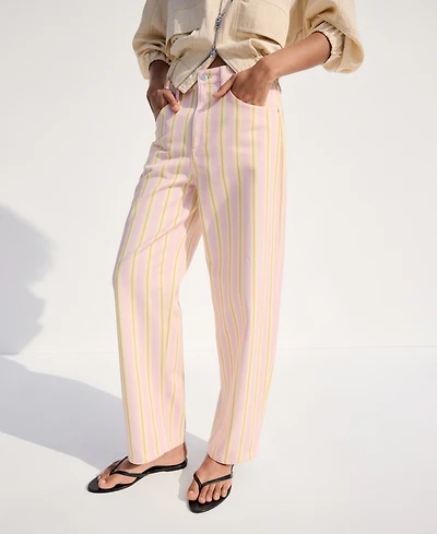 Mango Women's Striped Balloon Jeans