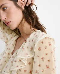 Mango Women's Ruffled Floral Blouse