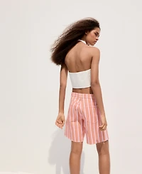 Mango Women's Straight-Fit Striped Bermuda Shorts