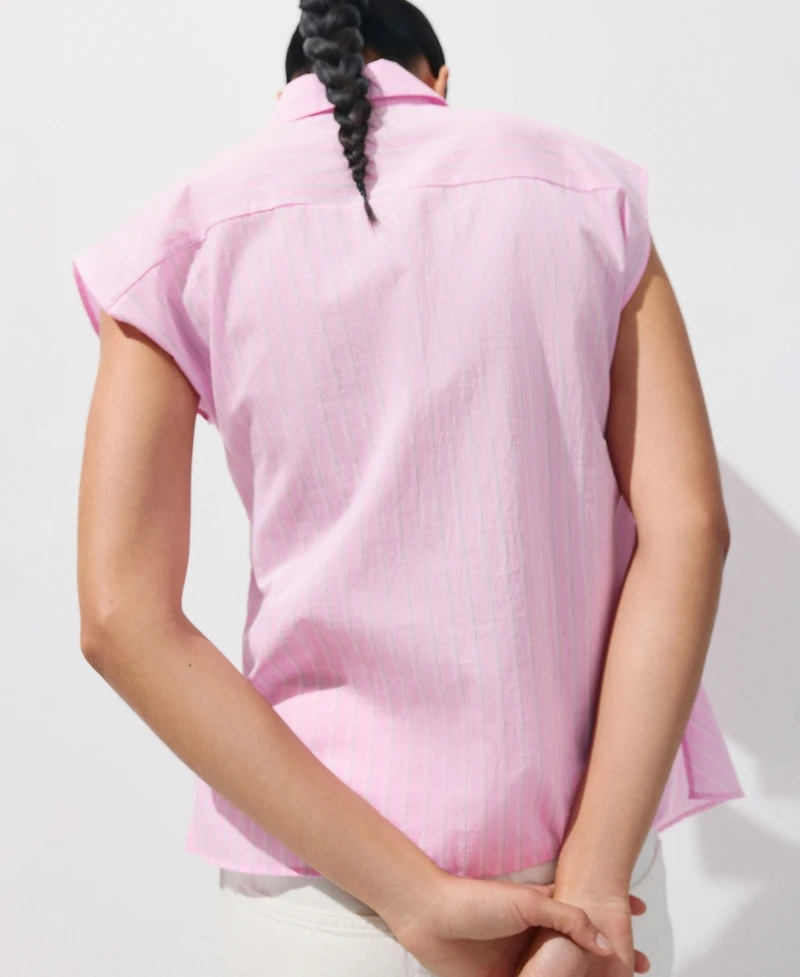 Mango Women's Striped Knotted Cotton Shirt