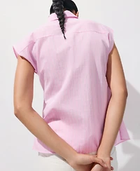 Mango Women's Striped Knotted Cotton Shirt