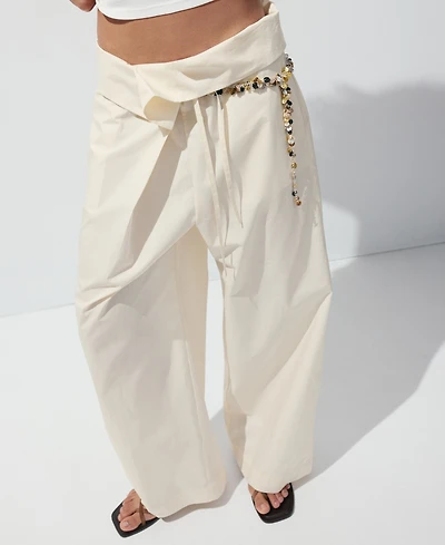 Mango Women's Asymmetrical Waistband Straight Pants