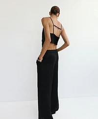 Mango Women's Wide-Leg Linen Pants