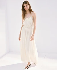Mango Women's Openwork Embroidery Crinkled Dress