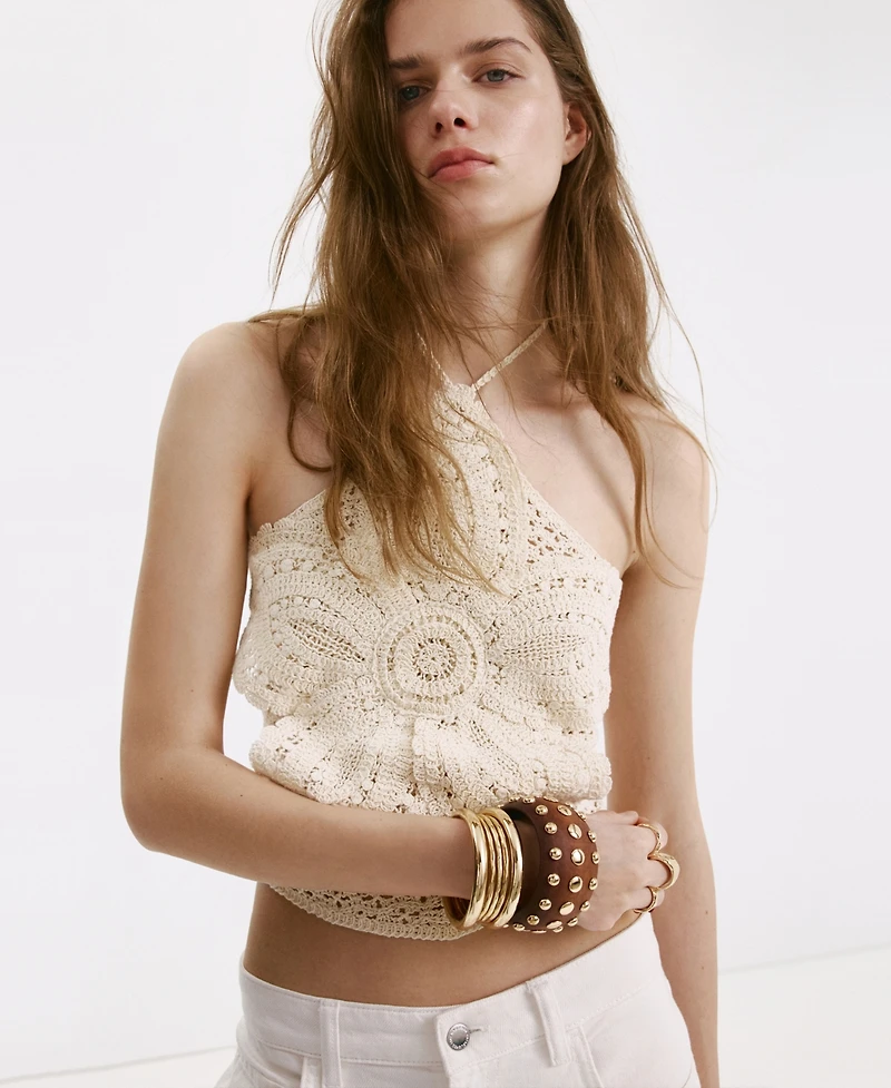 Mango Women's Crochet Floral Top
