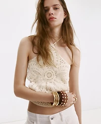 Mango Women's Crochet Floral Top