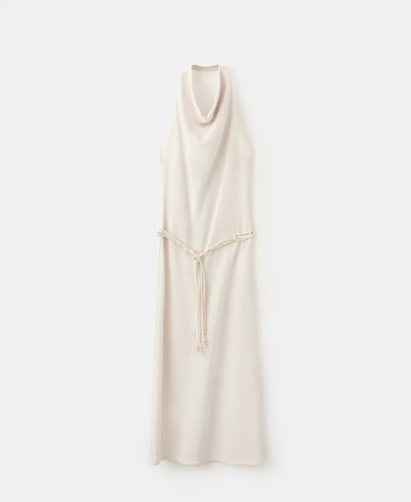 Mango Women's Belted Knit Halter Dress