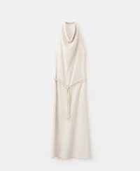 Mango Women's Belted Knit Halter Dress