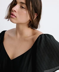 Mango Women's Gathered Detail Textured Dress