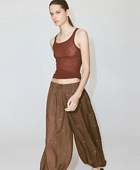 Mango Women's Embroidered Appliques Balloon Pants