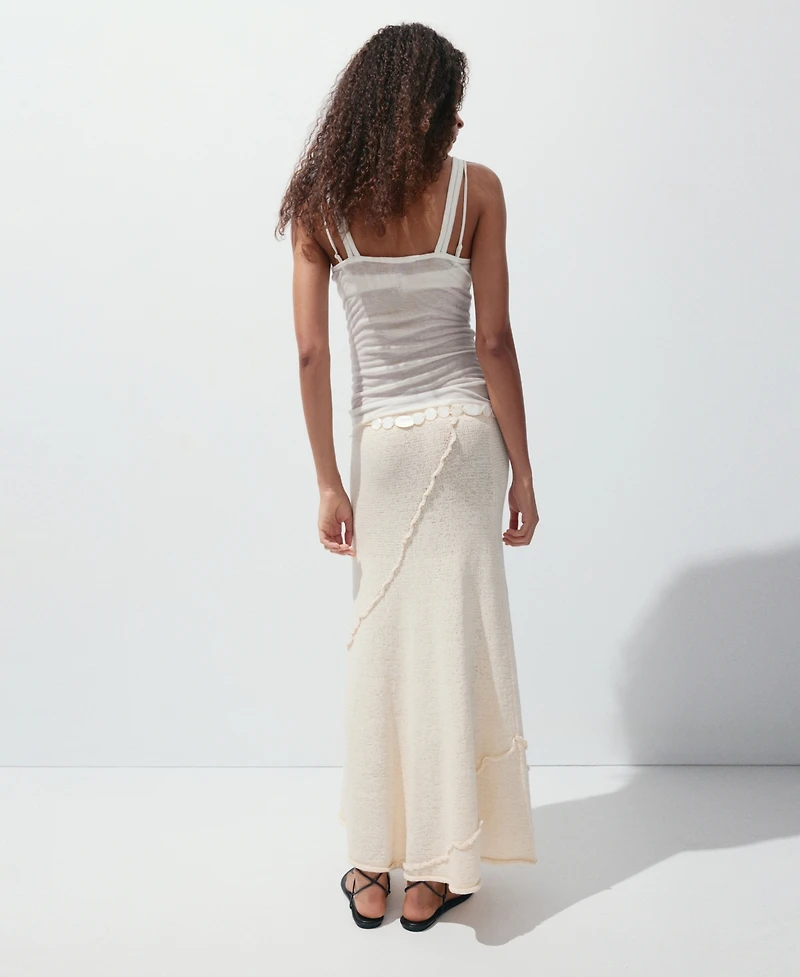Mango Women's Wavy Stitching Detail Knit Skirt