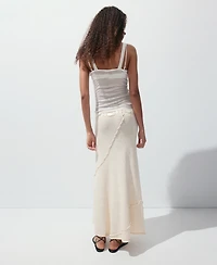 Mango Women's Wavy Stitching Detail Knit Skirt