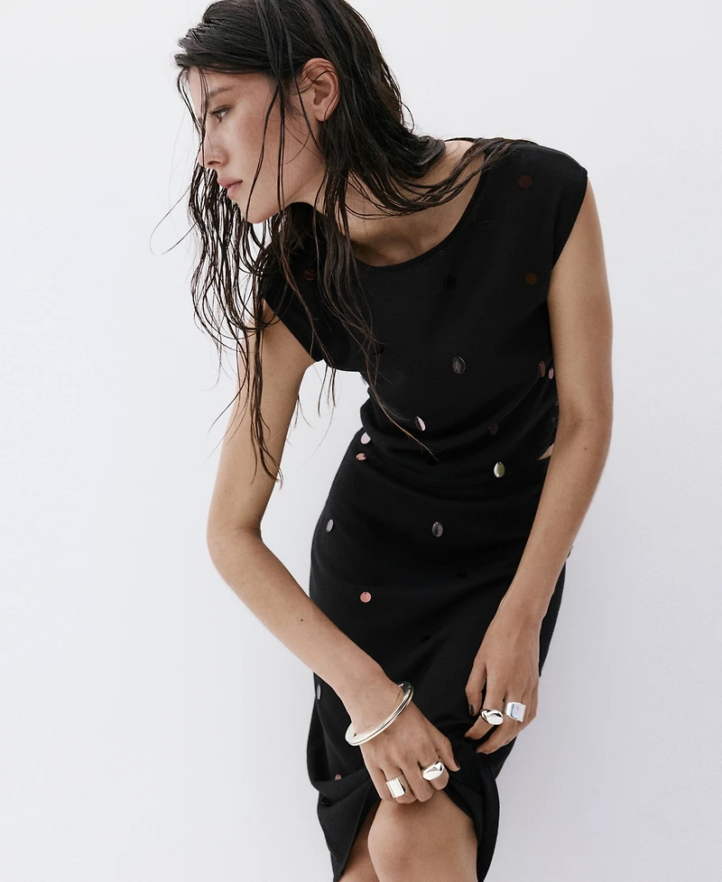 Mango Women's Fine-Knit Sequined Skirt