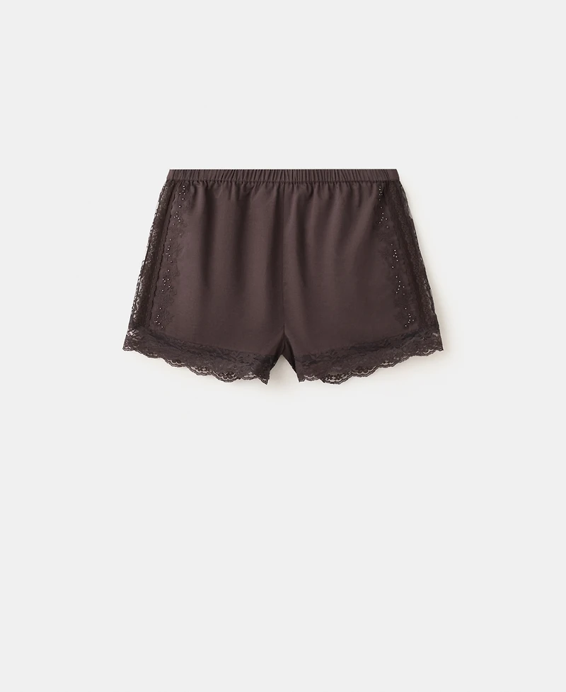 Mango Women's Lace Detail Straight Shorts