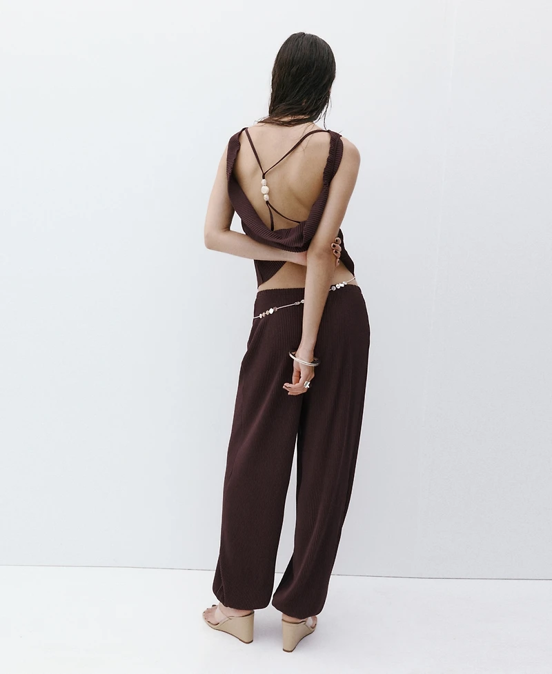 Mango Women's Textured Baggy Pants