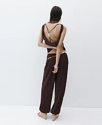 Mango Women's Textured Baggy Pants