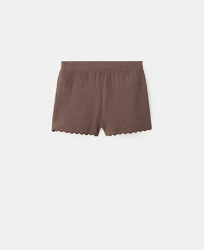 Mango Women's Scalloped Details Cotton Shorts