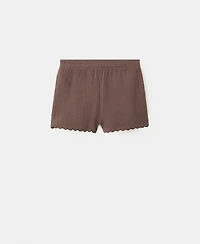 Mango Women's Scalloped Details Cotton Shorts