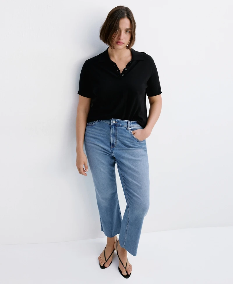 Mango Women's Sienna Flared Cropped Jeans
