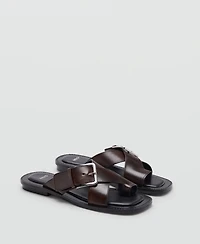 Mango Women's Crossed Straps Leather Sandals