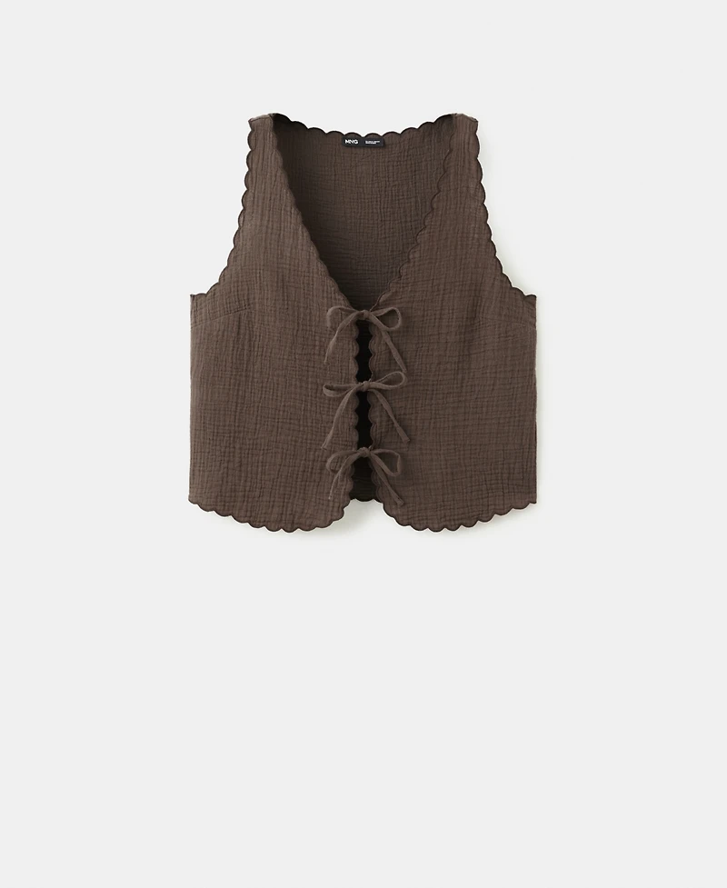 Mango Women's Ties Double Gauze Top