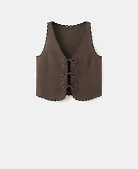 Mango Women's Ties Double Gauze Top