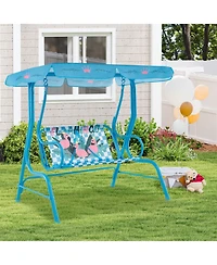 Slickblue Kids Patio Swing Chair with Metal Stand and Adjustable Canopy for 2