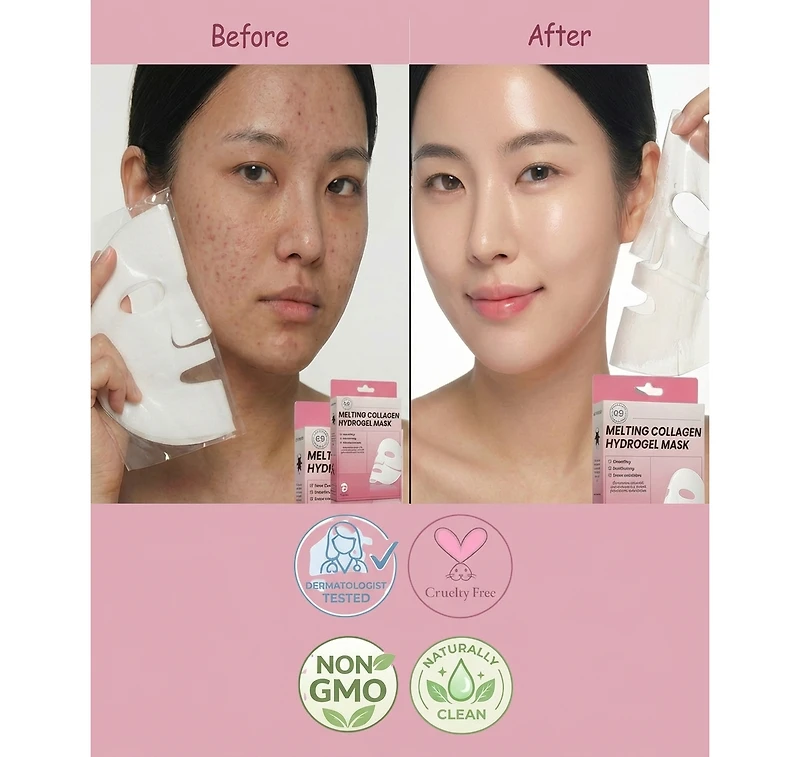 Lovery Korean Beauty Skincare Melting Collagen Hydrogel Face Mask Set, 3piece