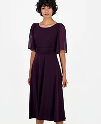 Connected Petite Flutter-Sleeve Midi Dress