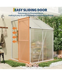gaomon Heavy Duty Polycarbonate Walk-in Greenhouse Kit - Adjustable Roof Vent and Sliding Door Sturdy Aluminum for Patio, Backyard, Winter Herb