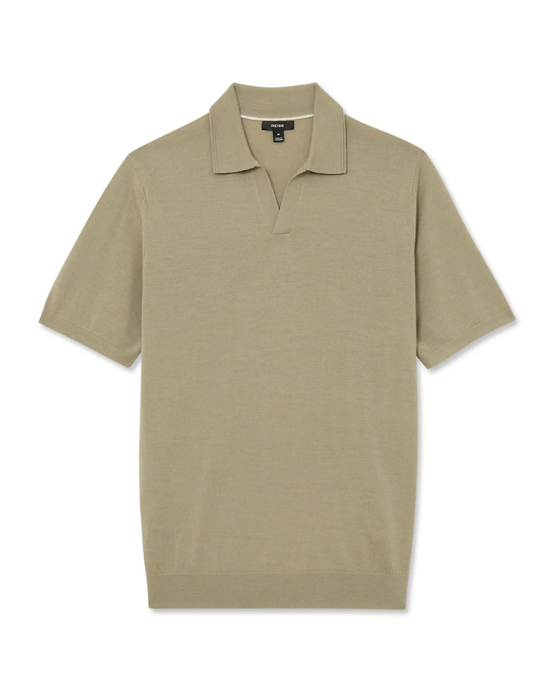 Reiss Men's Duchie Merino Wool Open-Collar Polo Shirt