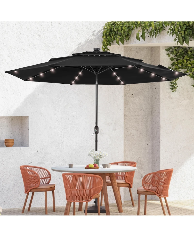 Sonkuki Enhance Your Outdoor Oasis with 10Feet Led 3-layer Patio Umbrella - Stylish, Durable, and Sun-Protective!