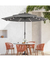 Sonkuki Enhance Your Outdoor Oasis with 10Feet Led 3-layer Patio Umbrella - Stylish, Durable, and Sun-Protective!