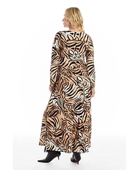 June + Vie Women's V Neck Midi Dress