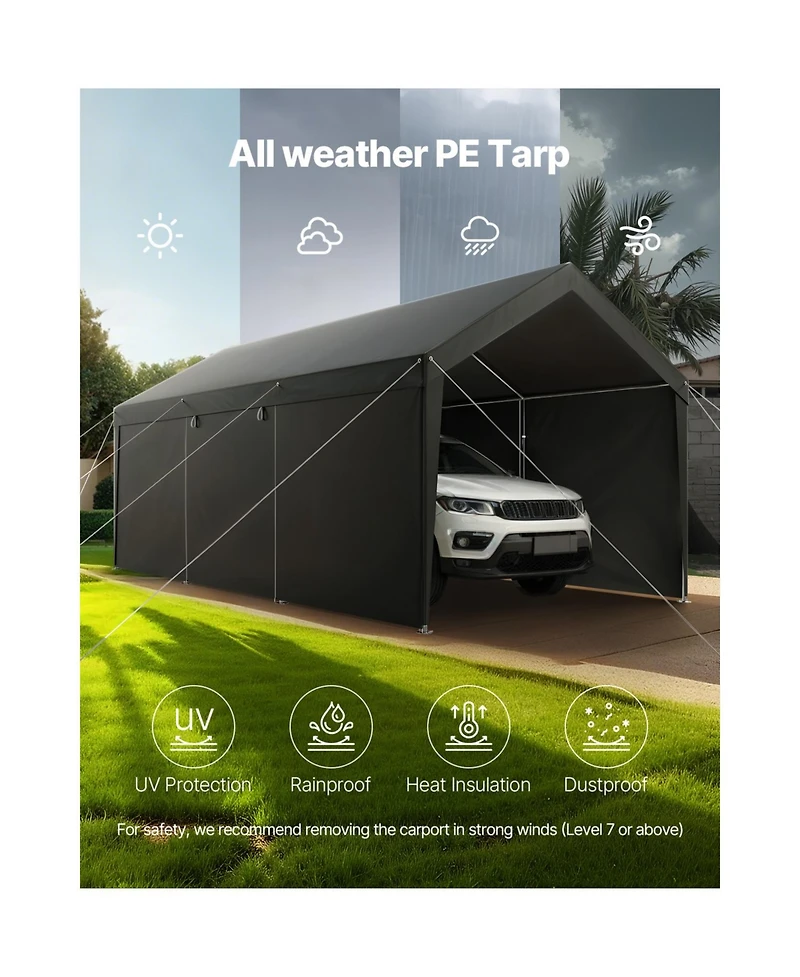 Vevor Carport Car Canopy Heavy Duty Outdoor Car Shelter with Sidewalls