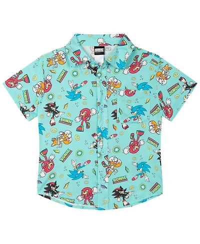 Sonic the Hedgehog Boy's (5-12) Short Sleeve Button-Down Shirt